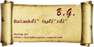 Balaskó Győző névjegykártya