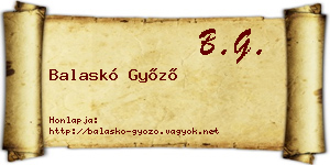 Balaskó Győző névjegykártya